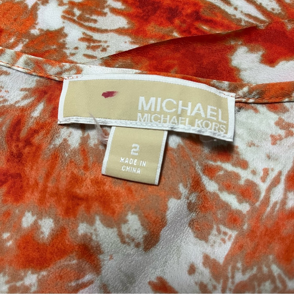 MICHAEL MICHAEL KORS size 2 sleeveless layered orange cocktail print dress - Picture 8 of 9